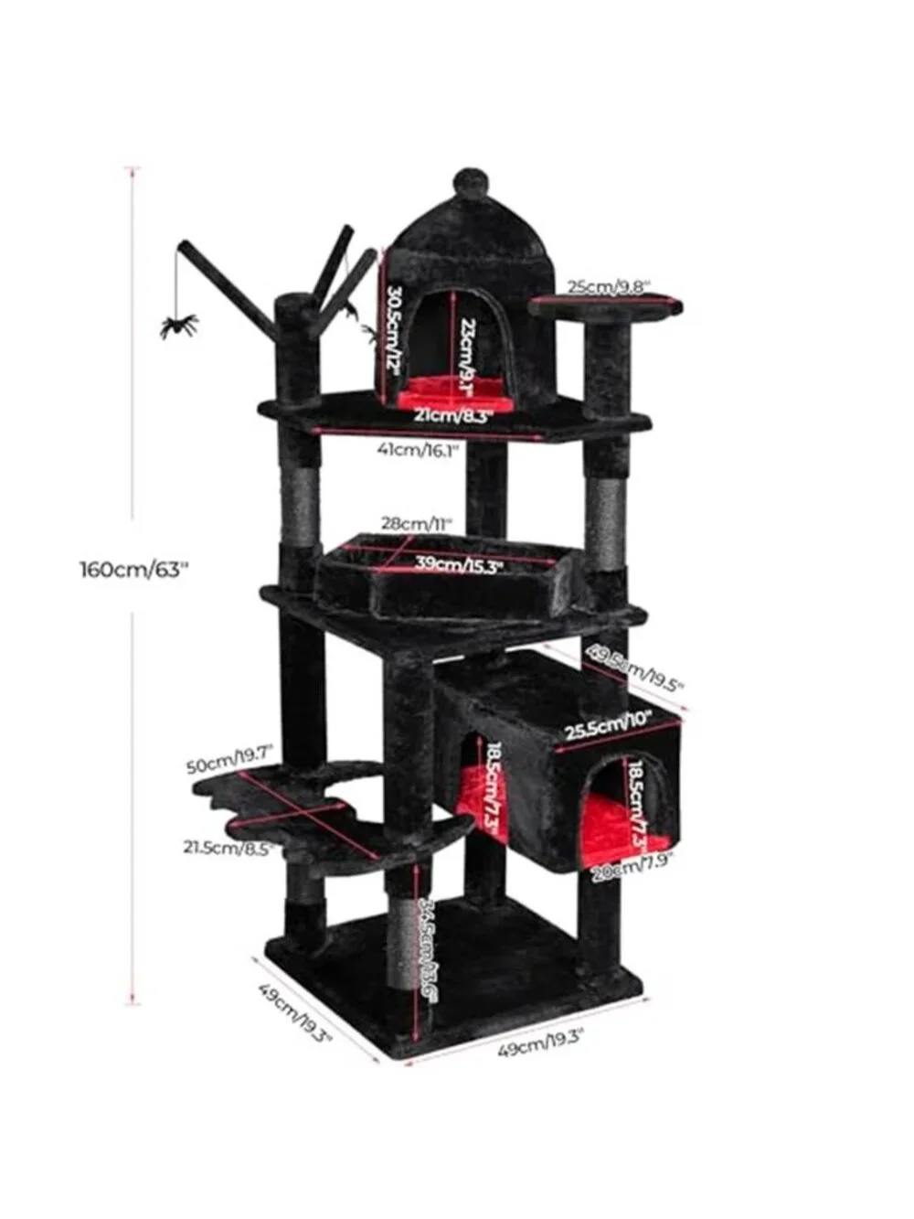 63 in Large Cat Trees Gothic Cat Tower with Heavy Duty Cat Tree